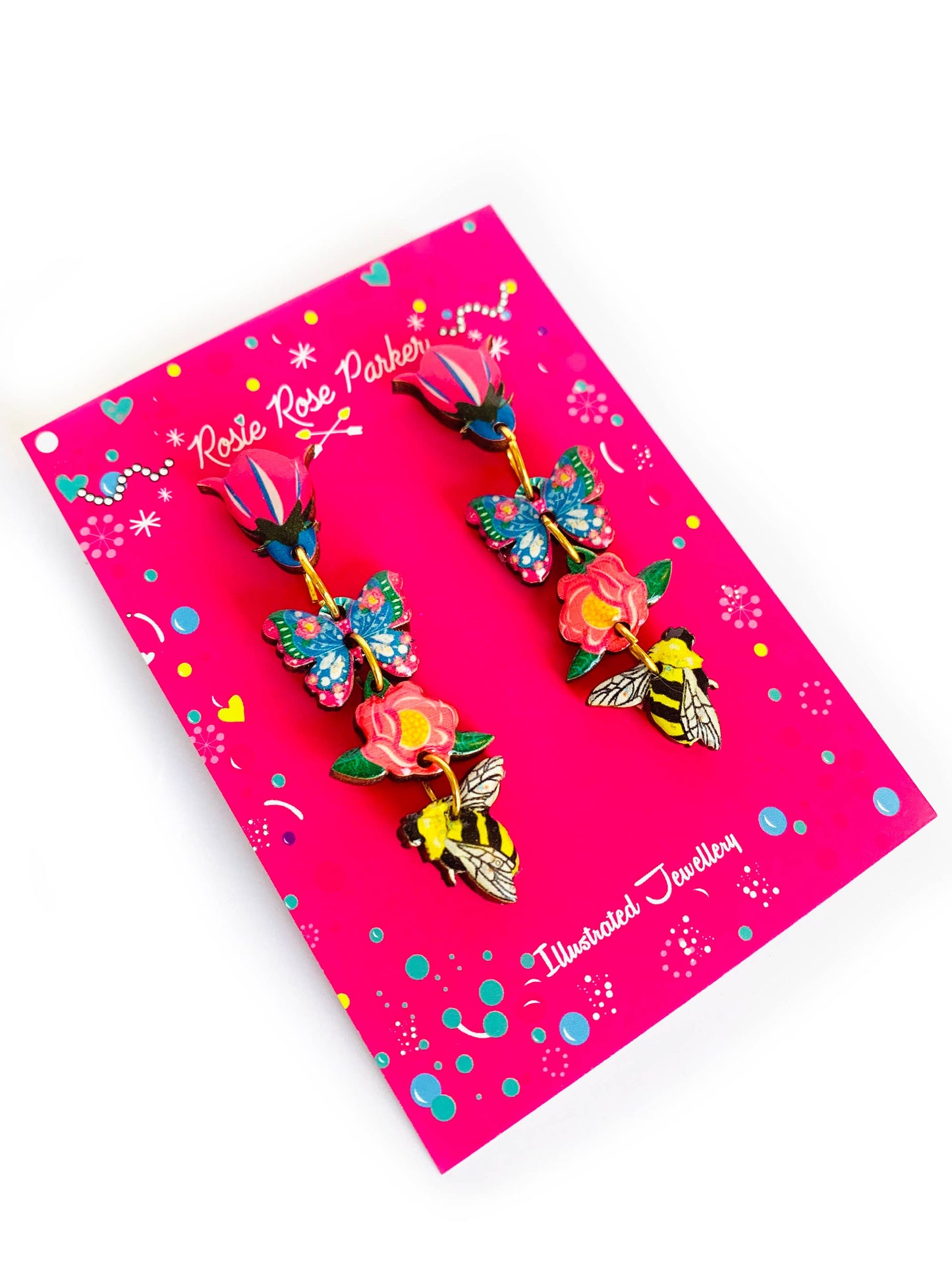 Dangle flower earrings summer earrings statement bold