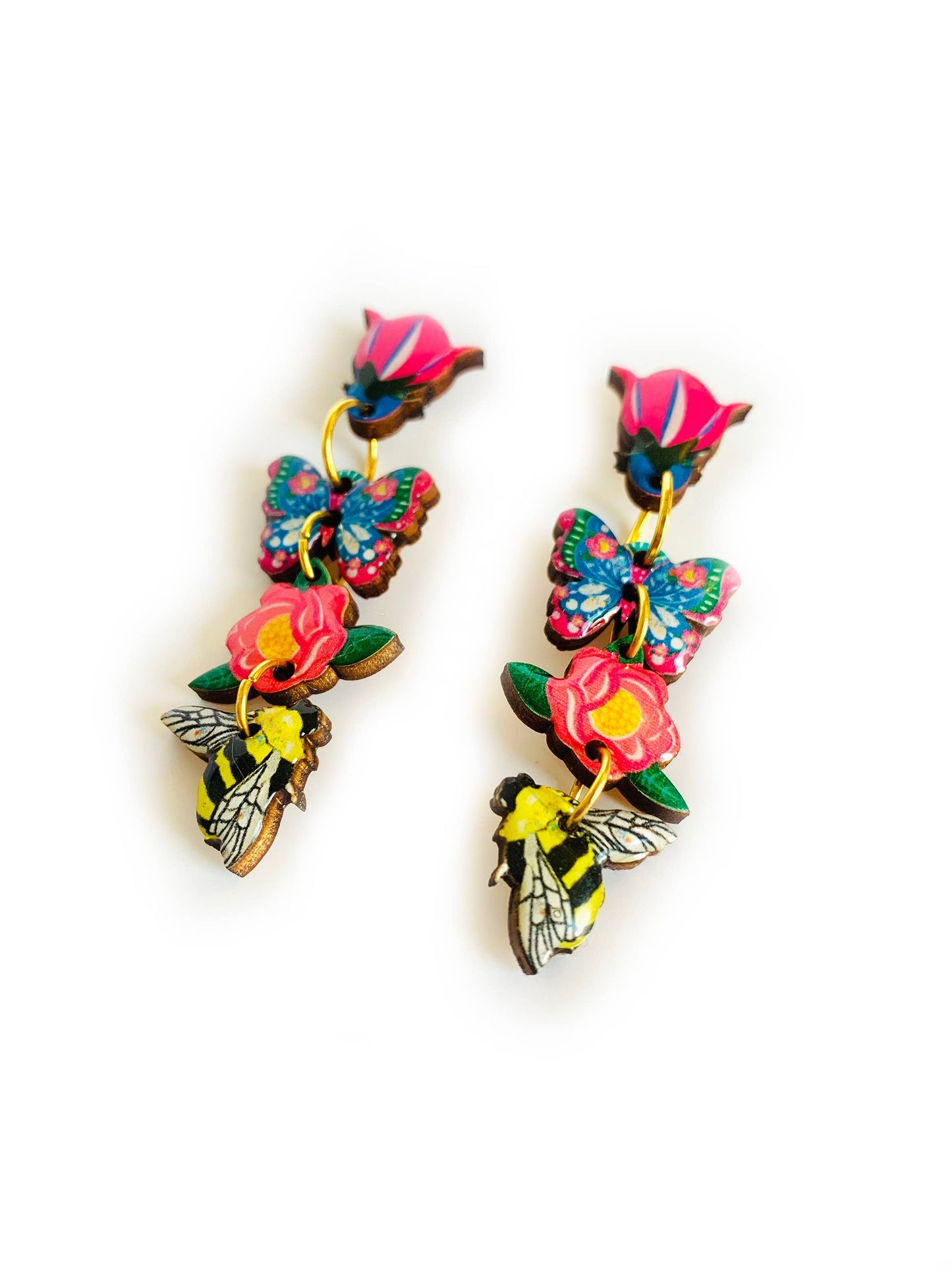 Dangle flower earrings summer earrings statement bold
