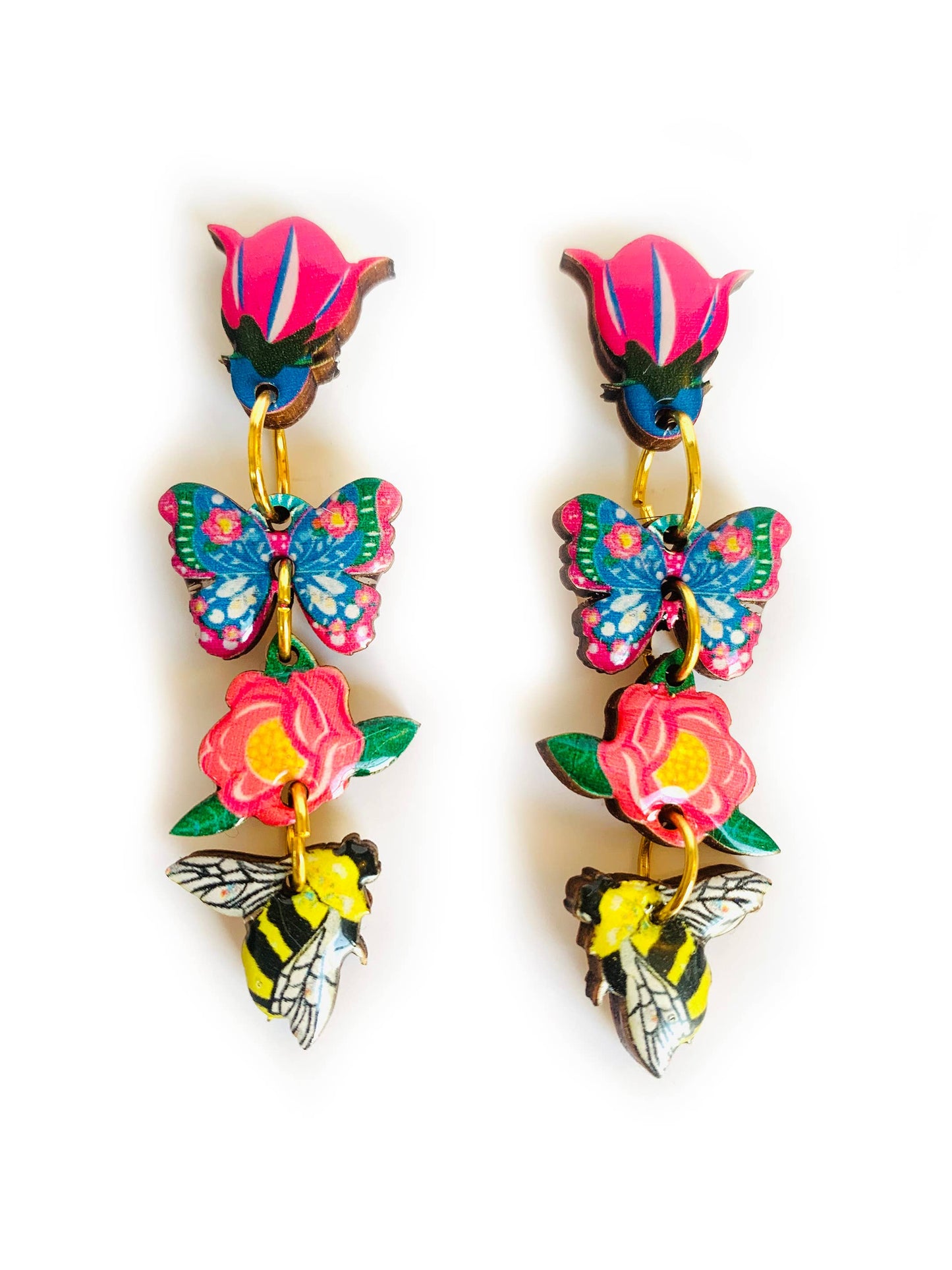 Dangle flower earrings summer earrings statement bold