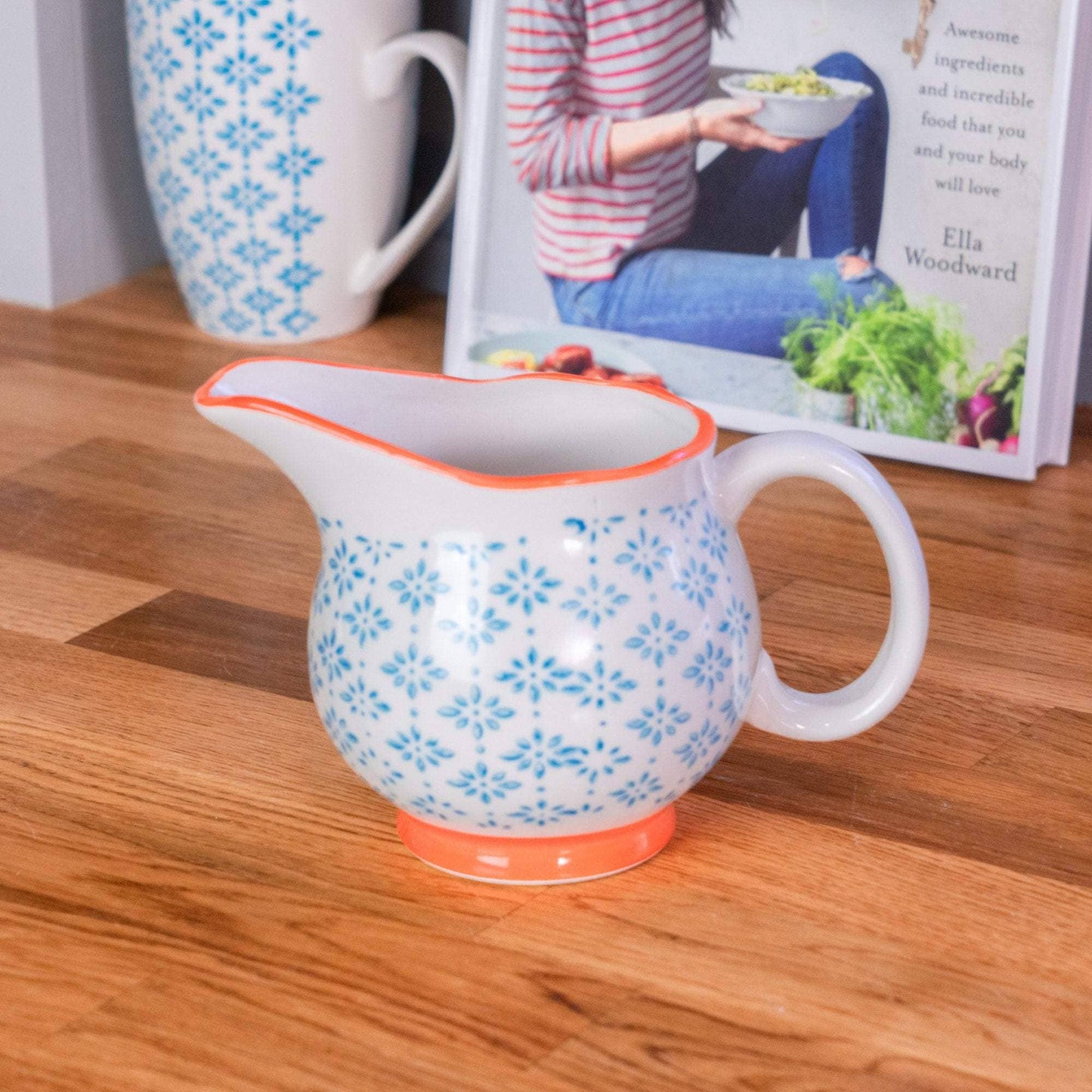 Small jug in blue and orange