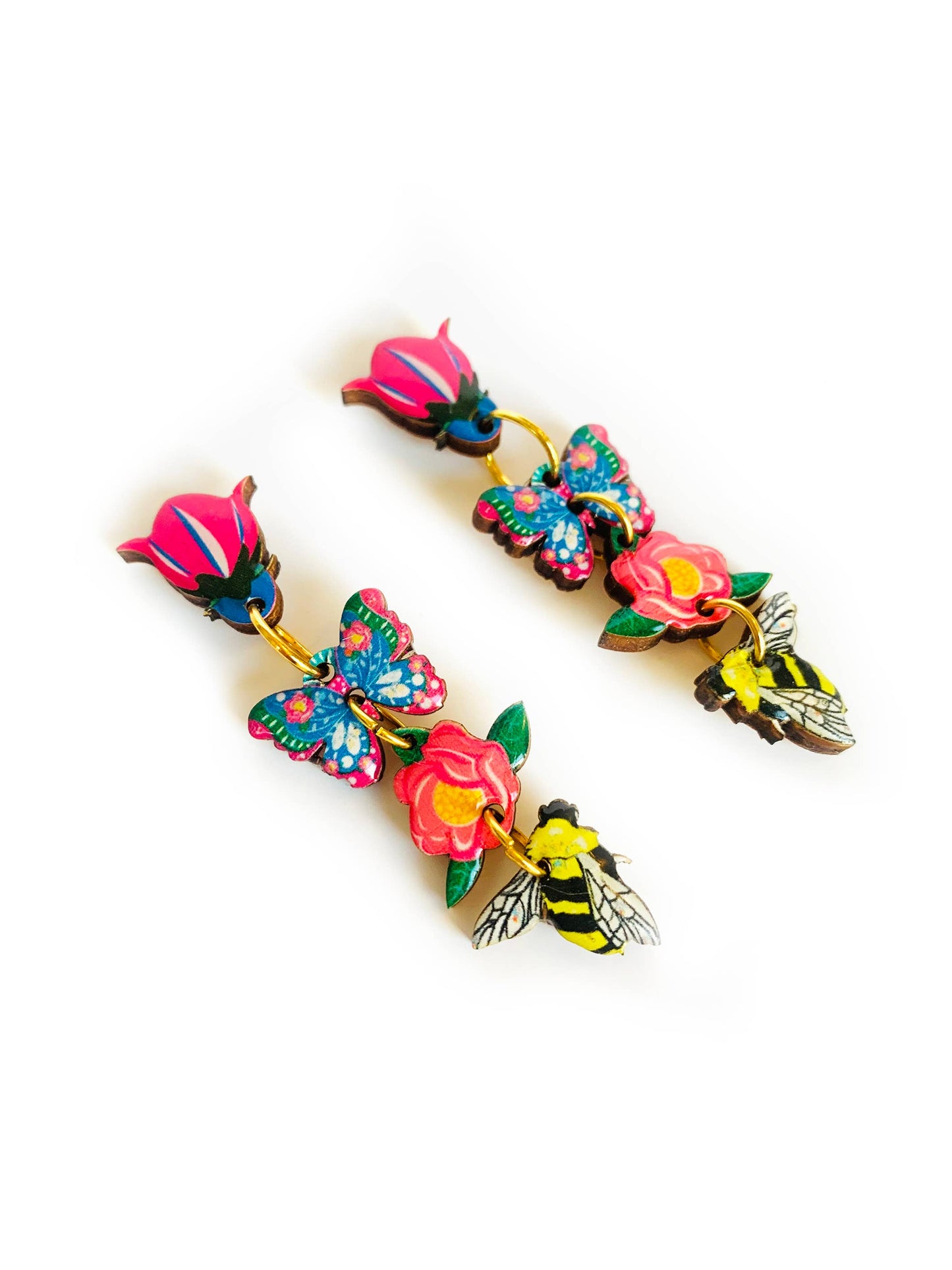 Dangle flower earrings summer earrings statement bold