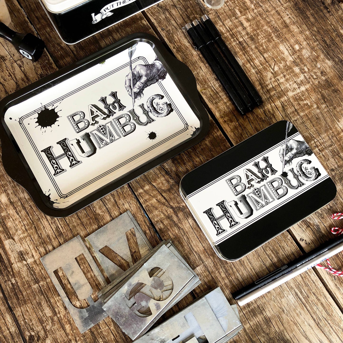 Bah Humbug tin with humbugs