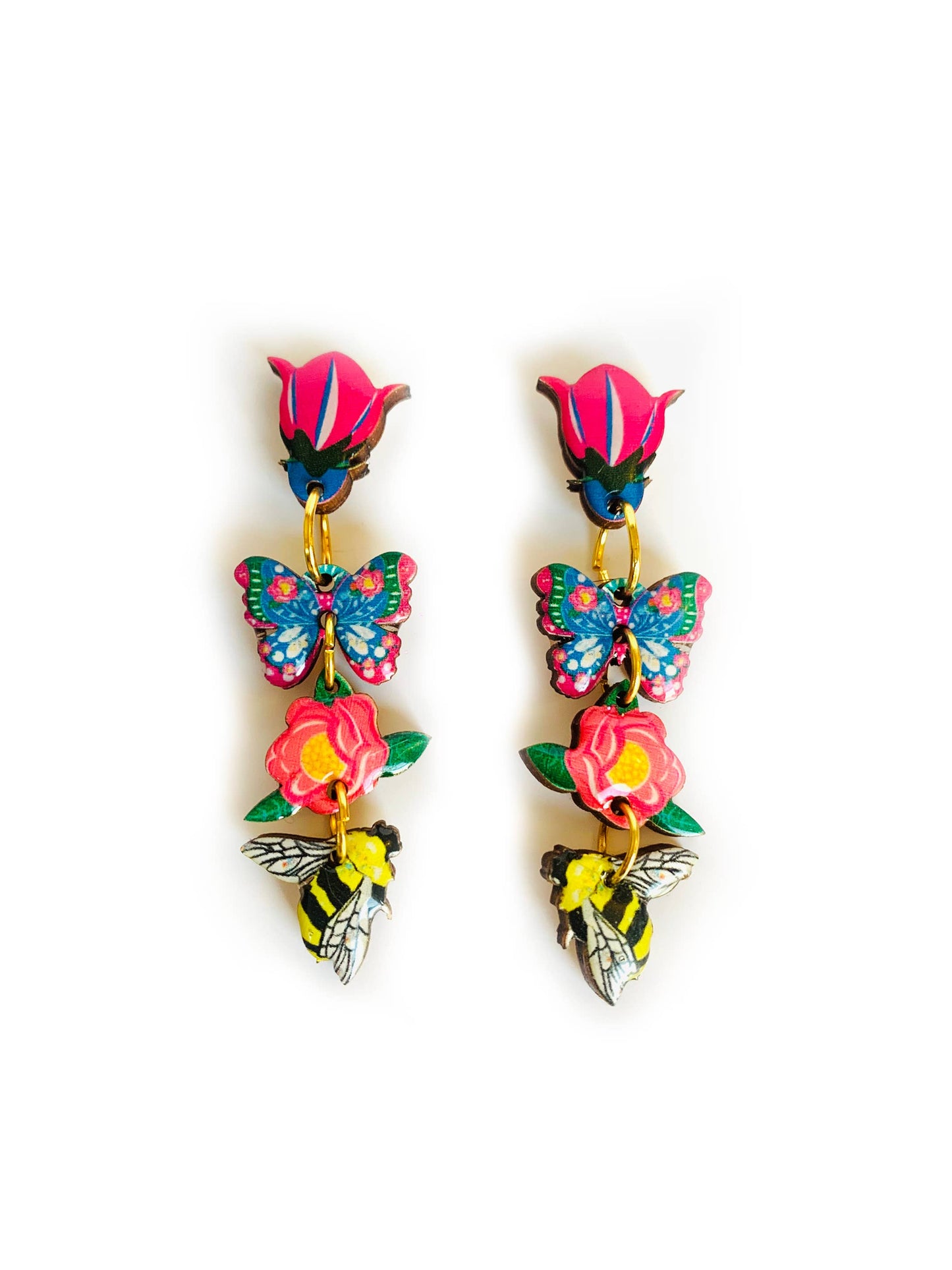 Dangle flower earrings summer earrings statement bold
