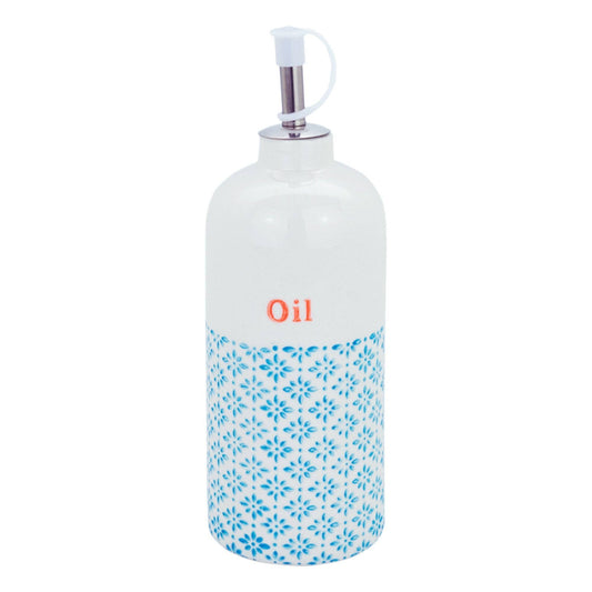 Oil bottle in blue and orange