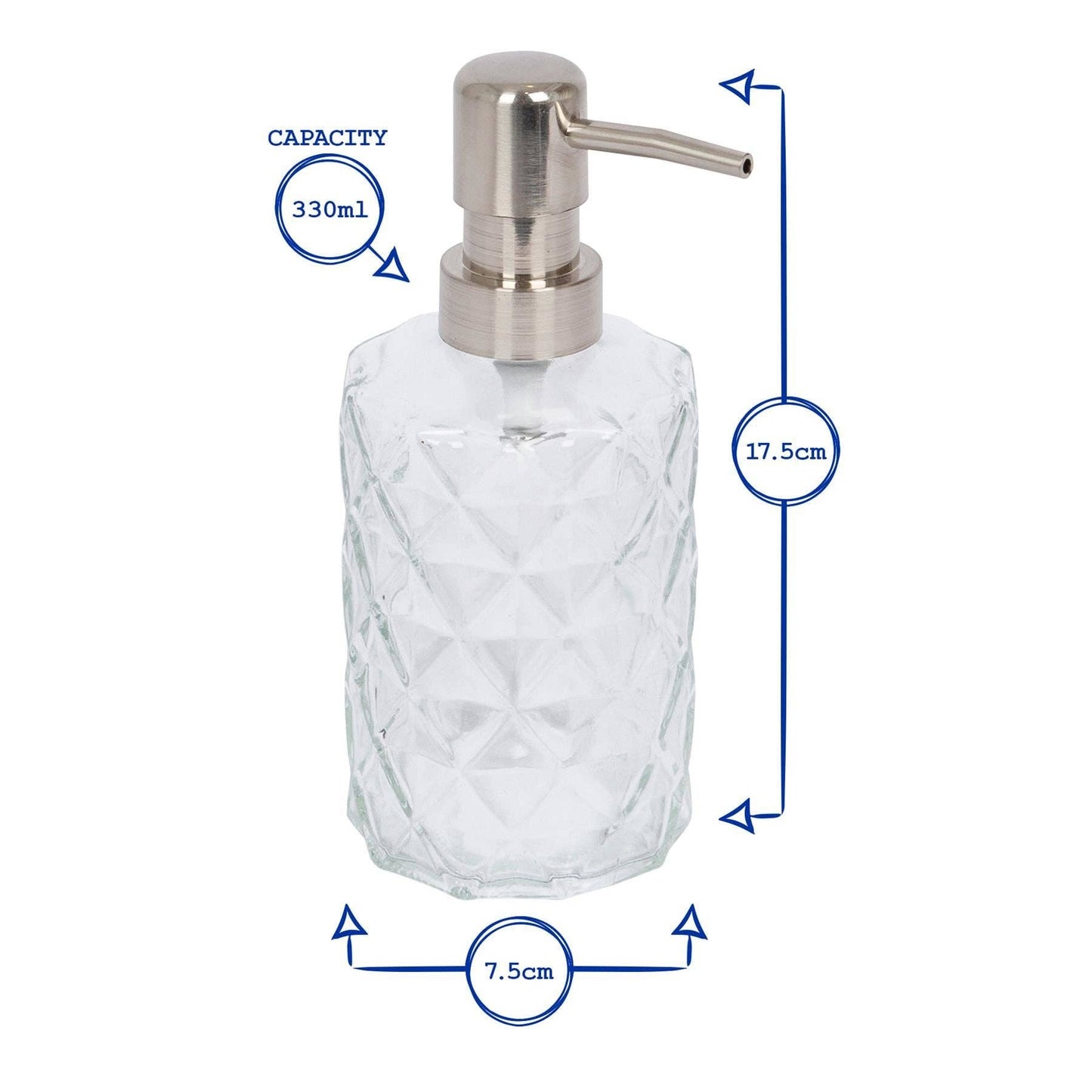Clear glass pump dispenser - 330ml