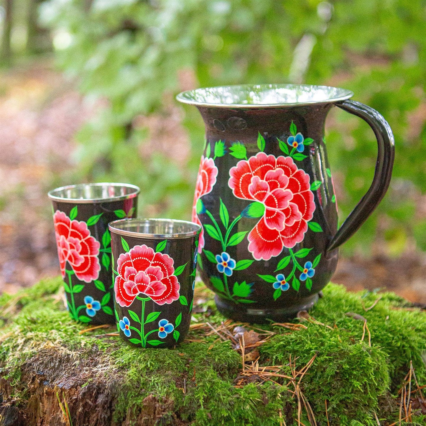 Peony hand-painted beaker