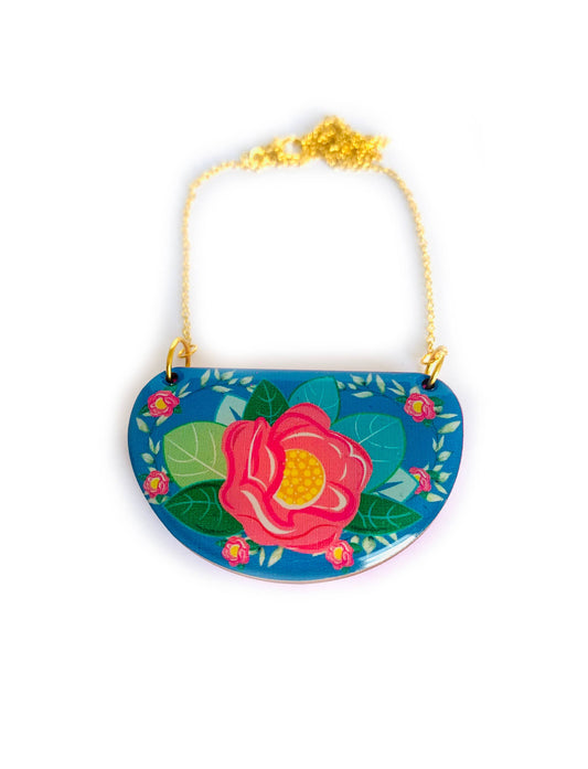 Floral bib necklace pendant necklace statement summer neckla