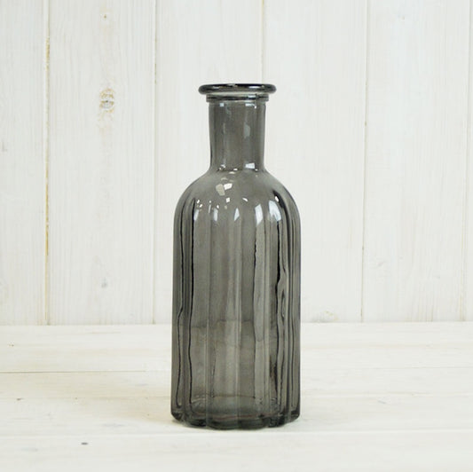 Ribbed glass bottle in grey