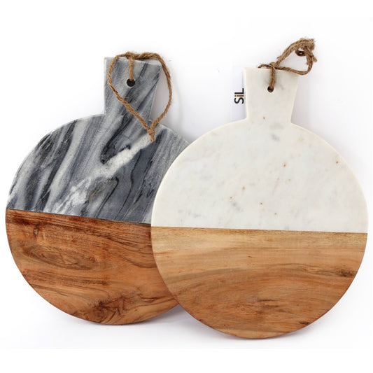 Wood & marble round board