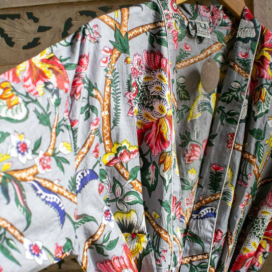 Grey printed robe