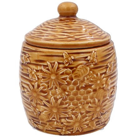 Crackle glaze bees storage jar