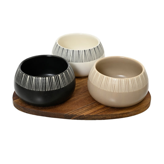 Board with three dishes