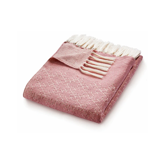 Woven trellis throw in coral pink