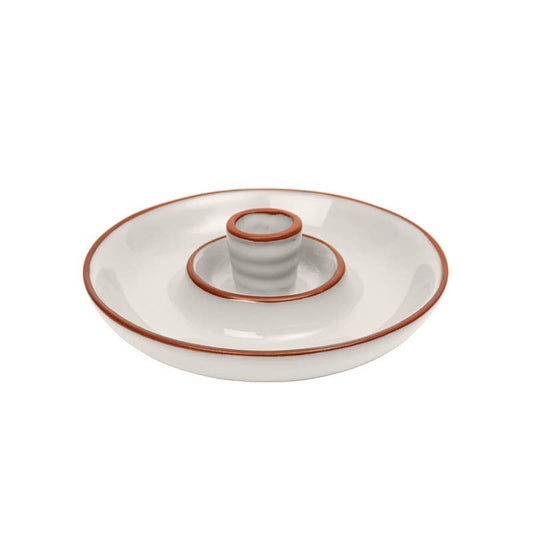 Glazed terracotta olive dish in stone colour