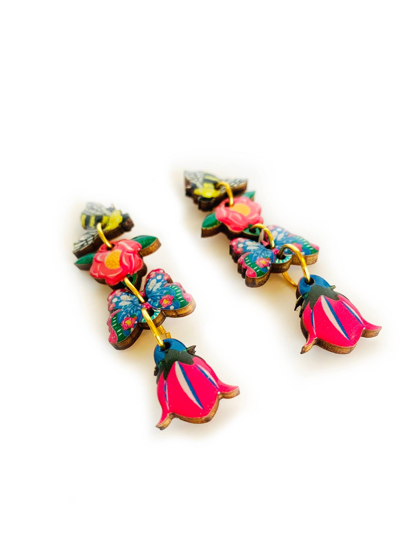 Dangle flower earrings summer earrings statement bold