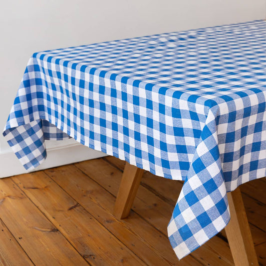 Blue & white gingham tablecloth
