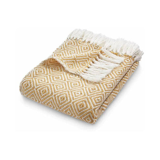 Woven diamond throw in golden yellow