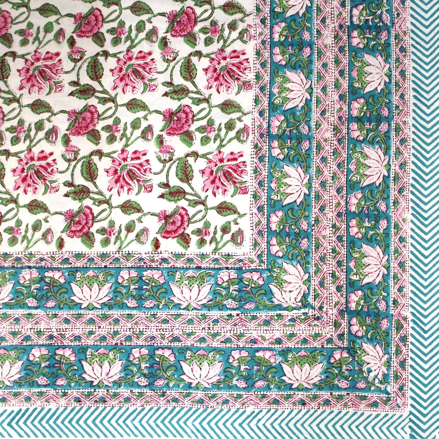 Pink and turquoise lotus print