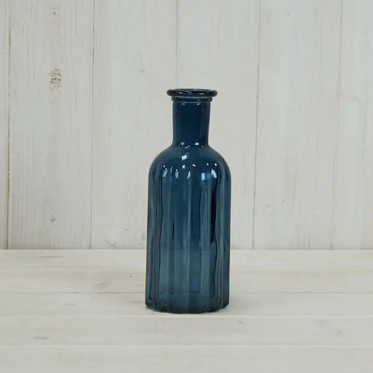 Blue ribbed bottle