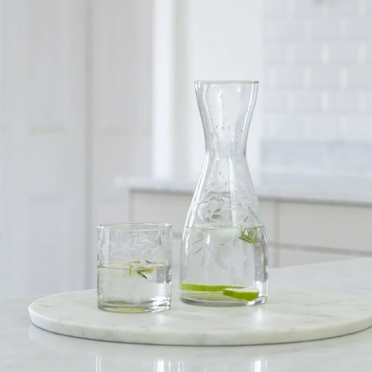 Etched rambling vine carafe