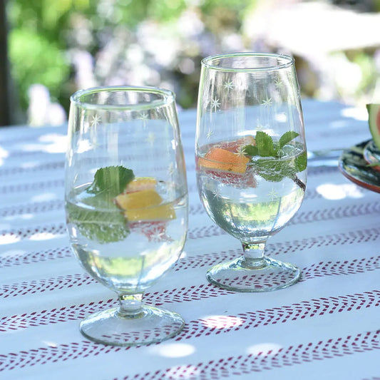 Etched star tall glass