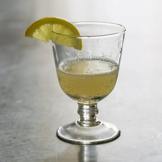 Etched star wine glass