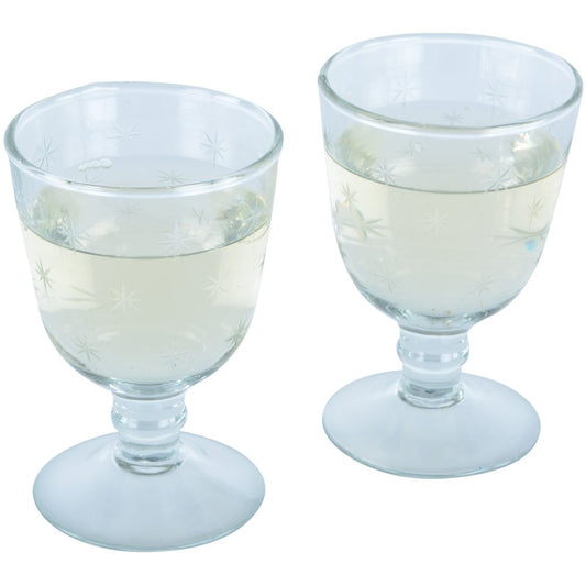 Etched star wine glass