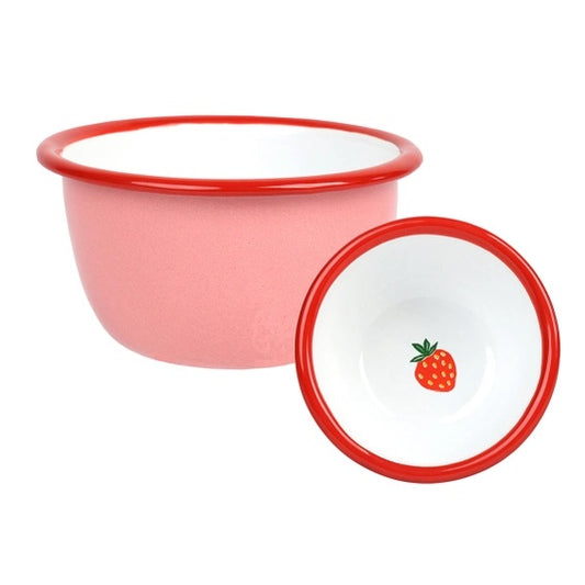 Small strawberry enamel bowl