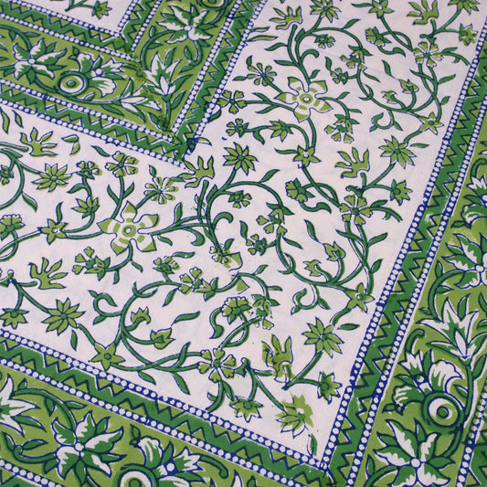 Green floral tablecloth