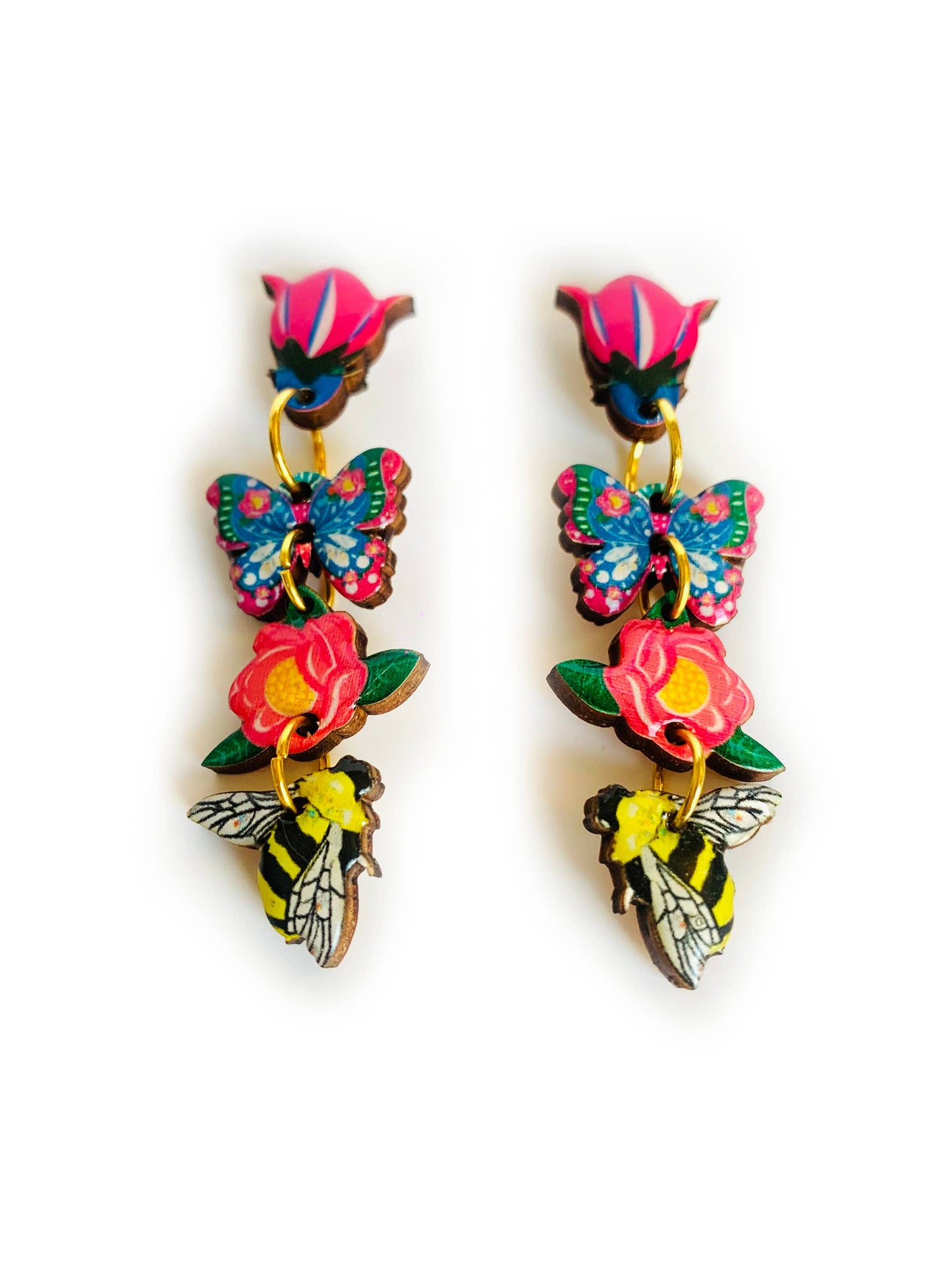 Dangle flower earrings summer earrings statement bold