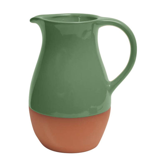 Glazed terracotta jug in green