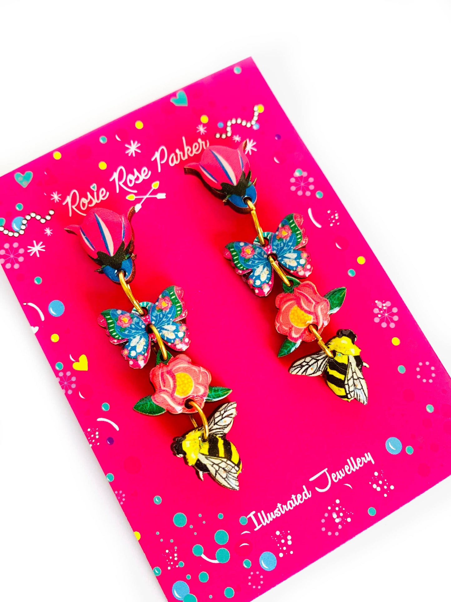 Dangle flower earrings summer earrings statement bold