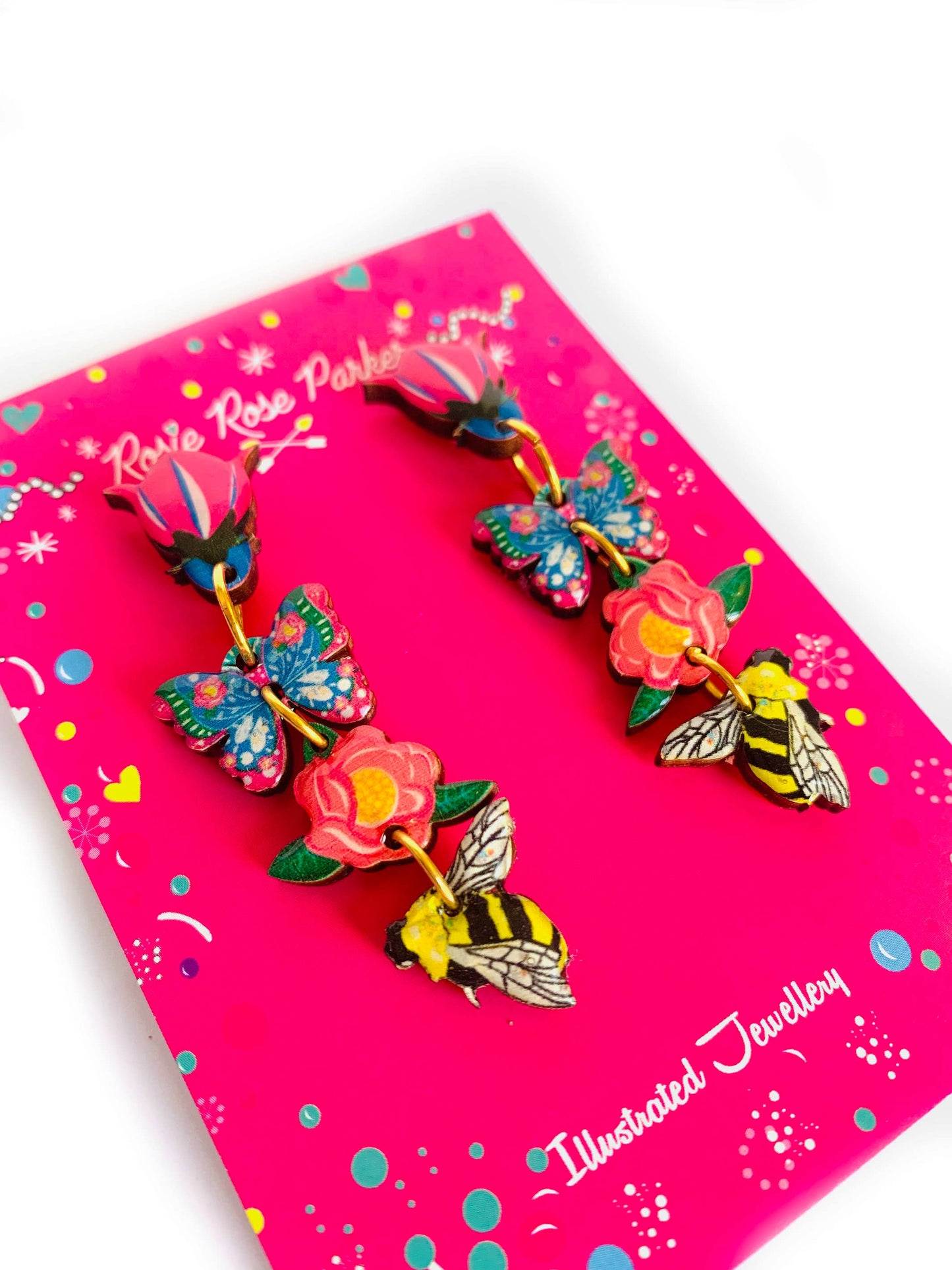 Dangle flower earrings summer earrings statement bold
