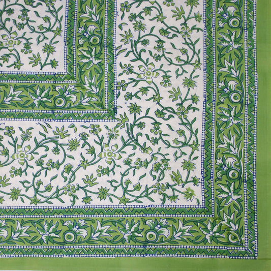 Green floral tablecloth