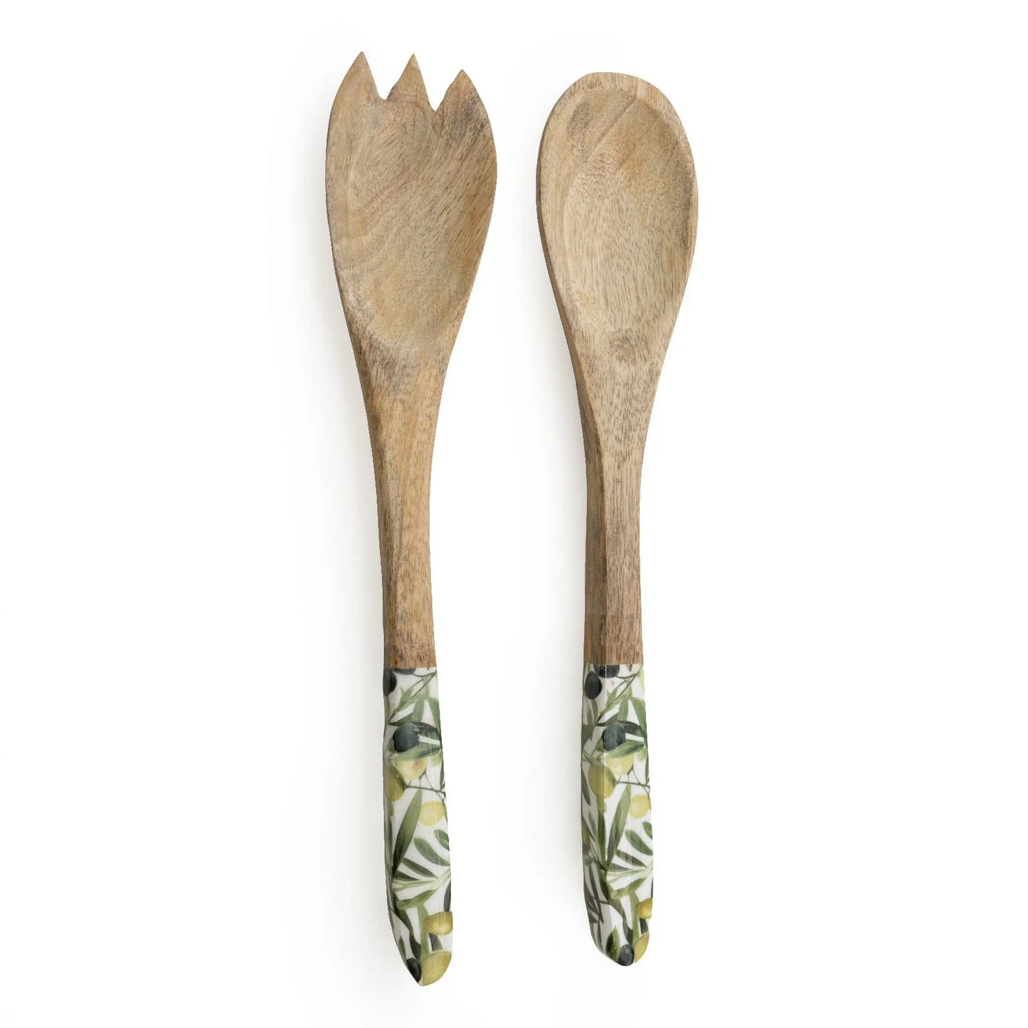 Mango wood salad servers with olive handles