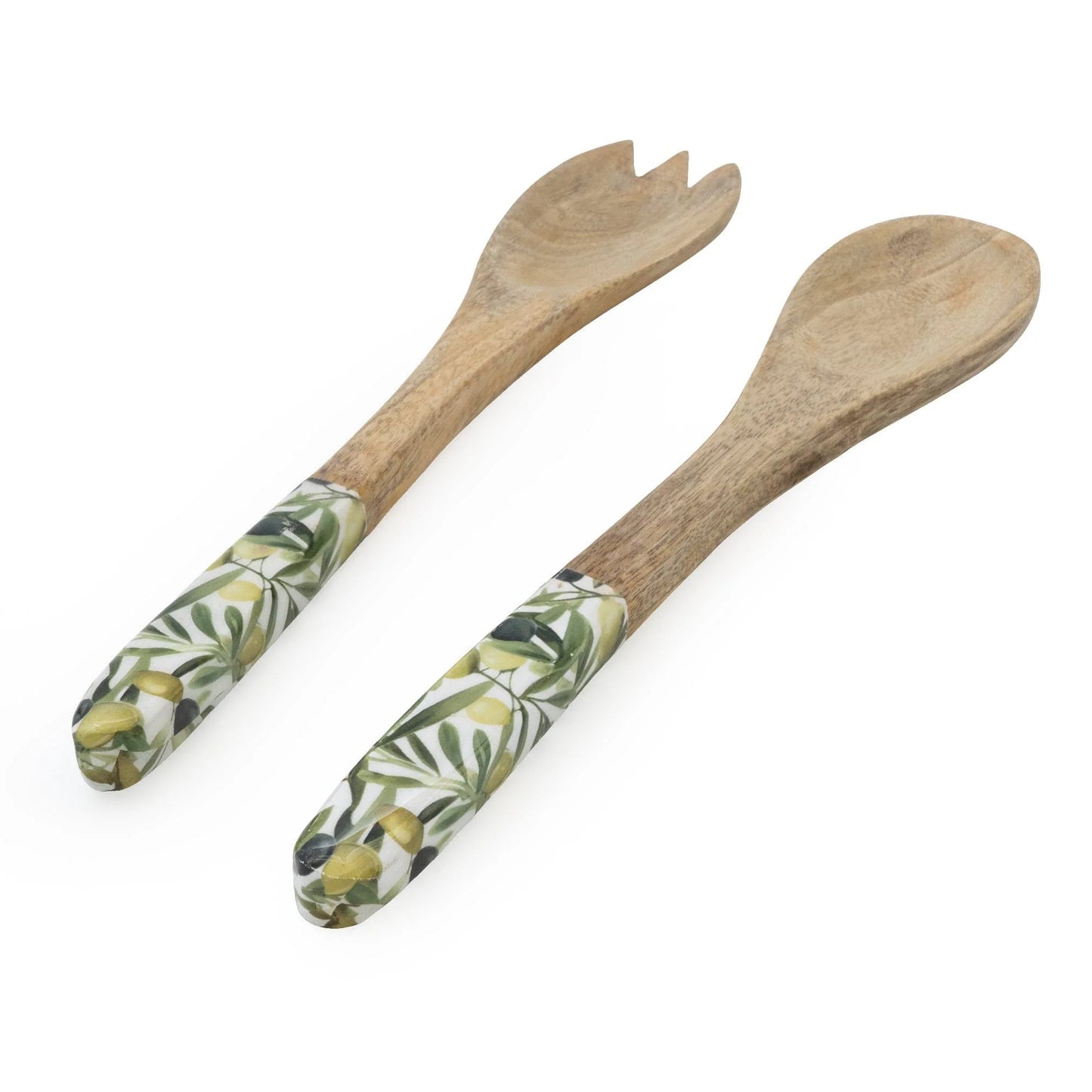 Mango wood salad servers with olive handles