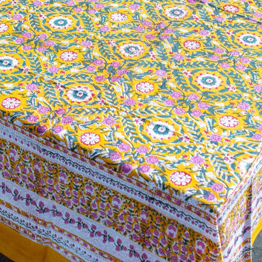 Yellow floral tablecloth