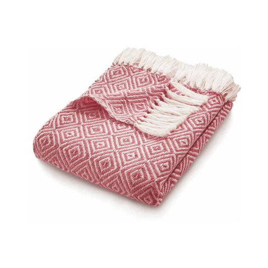 Woven diamond throw in coral pink