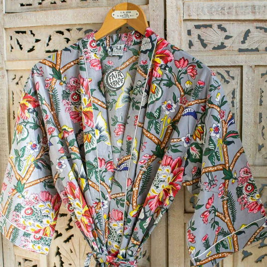Grey printed robe