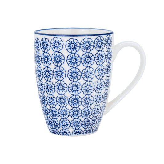 Blue flower patterned mug