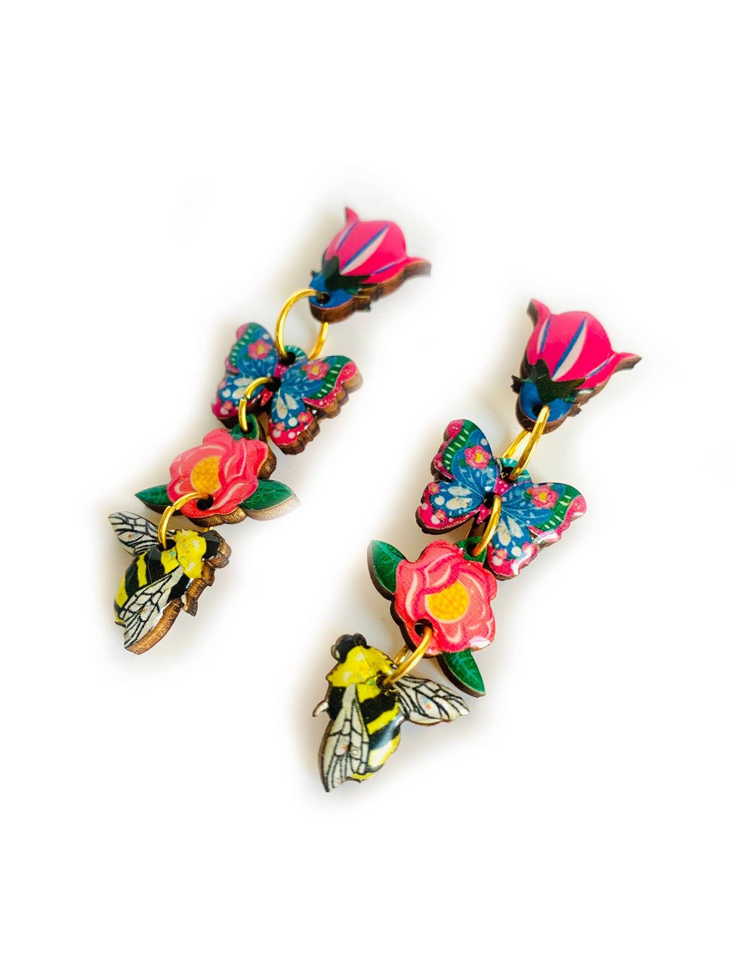 Dangle flower earrings summer earrings statement bold