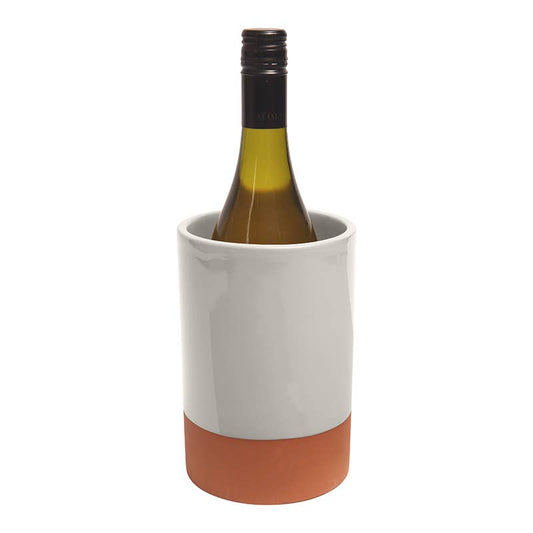 Glazed terracotta wine cooler in stone