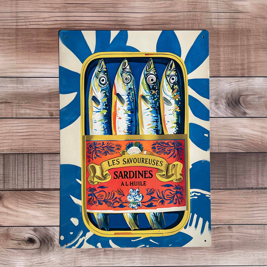 Sardine Can Illustration Kitchen Metal Sign Plaque