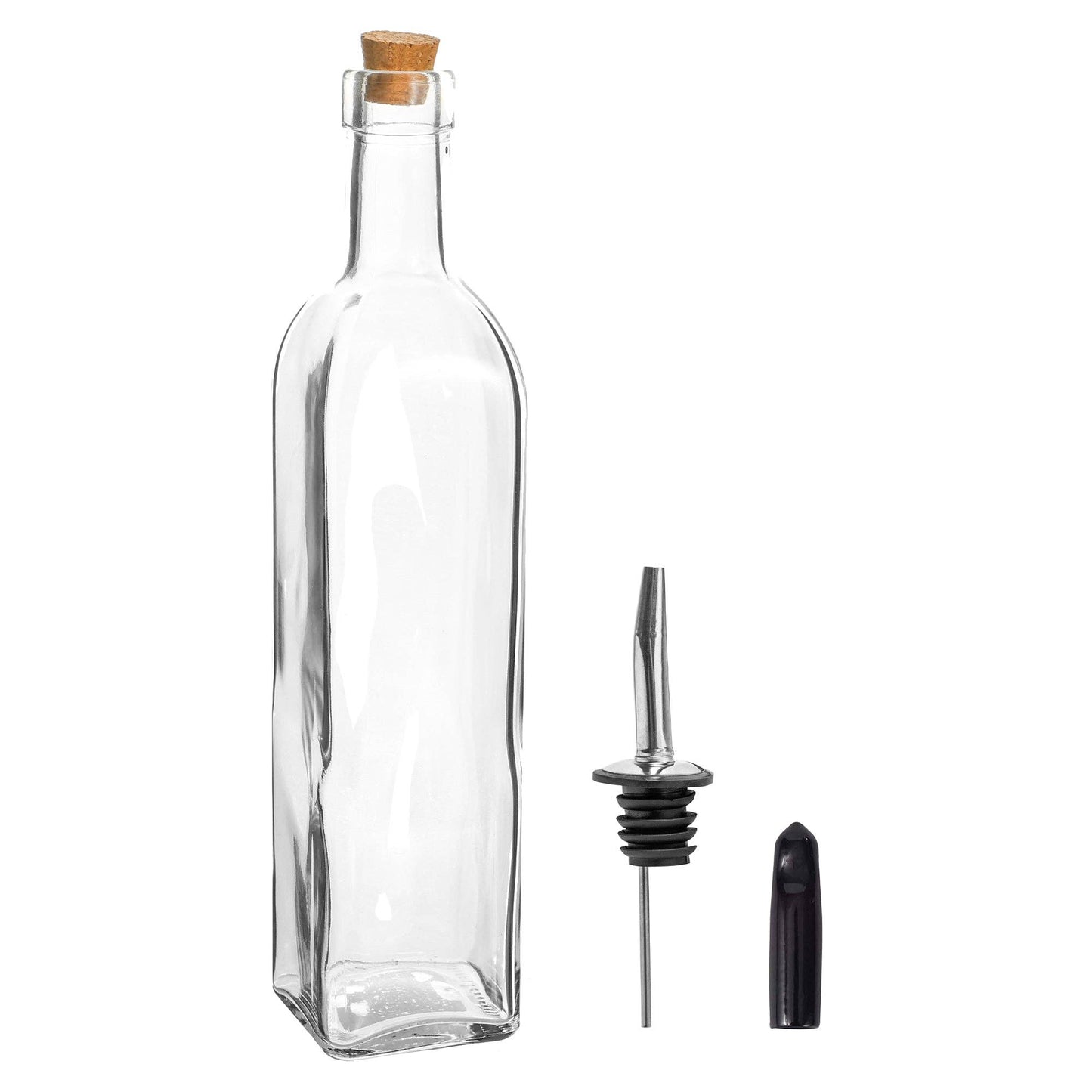 500ml glass bottle with pourer and cork lid
