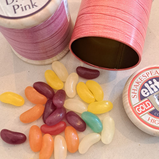Cotton reel tins with Jelly Beans