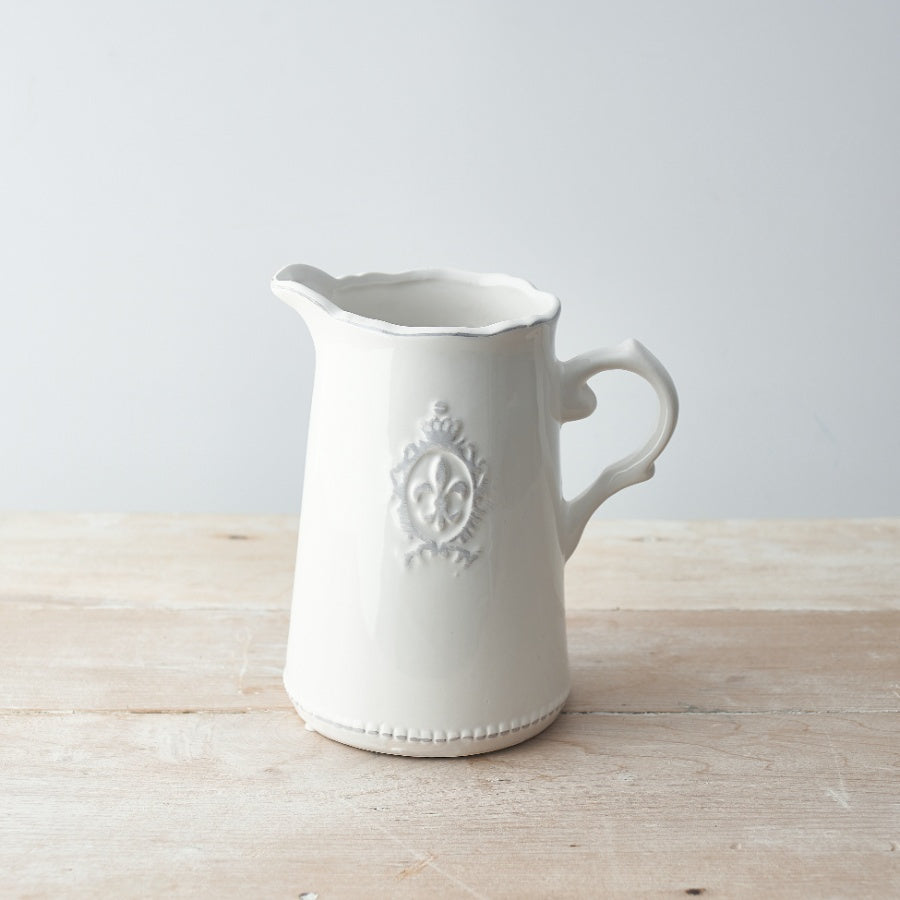 White Fleur de Lis Jug