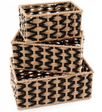 Rectangular black & natural basket
