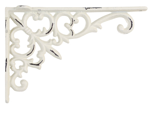 Pair of antique cream scroll brackets