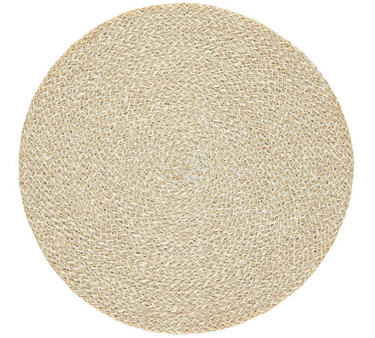 Set of four jute placemats in natural/pearl white