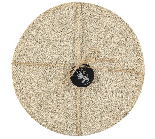Set of four jute placemats in natural/pearl white